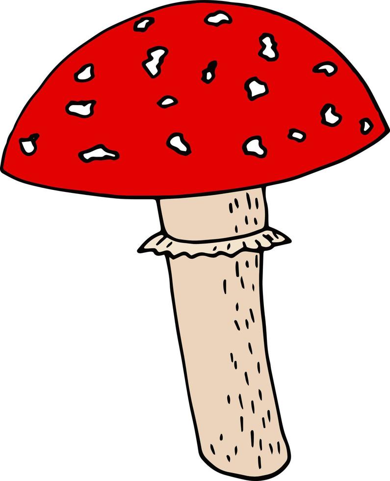 fly agaric icon, sticker, poster, card. sketch hand drawn doodle. mushroom forest poisonous inedible vector
