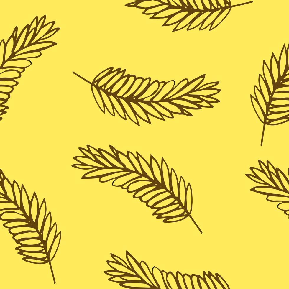 spikelet seamless pattern. hand drawn doodle style. , minimalism, monochrome, sketch. wrapping paper, textile background label grain harvest vector