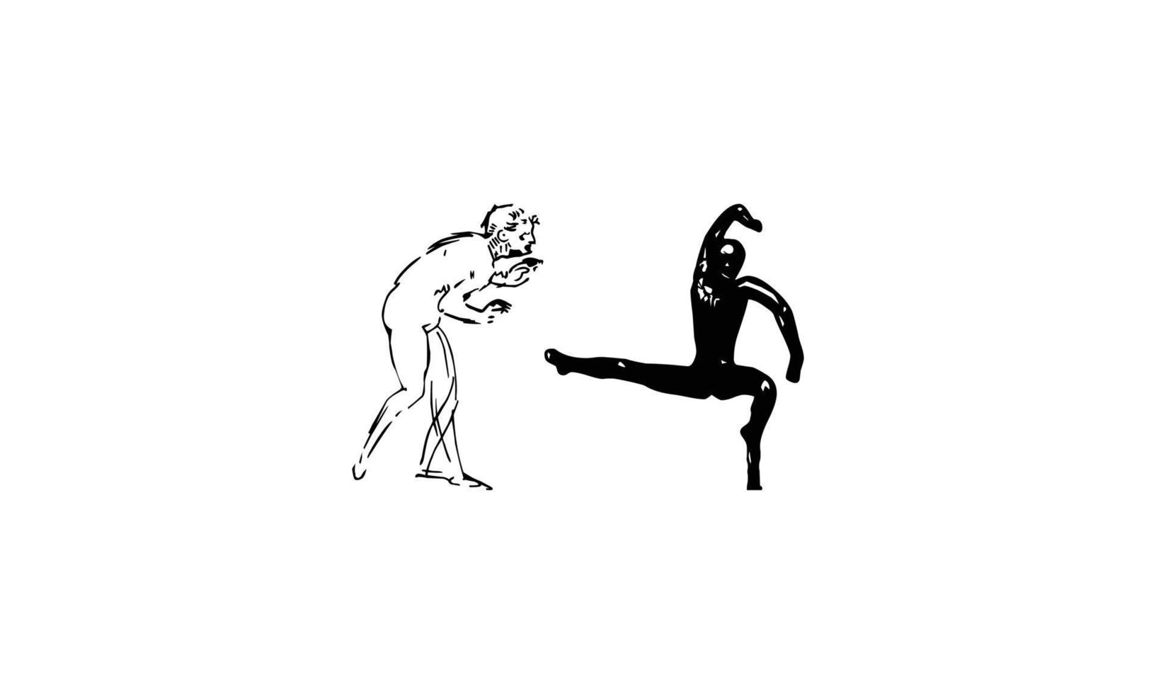 ilustración del cuerpo masculino y la anatomía masculina.yoga vista frontal, posterior y lateral. ilustración vectorial de contorno - vector