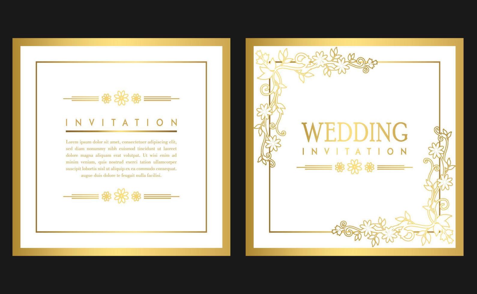 Golden Wedding Invitation Card. Invitation Card with Luxury Concept, Golden Mockups. vector