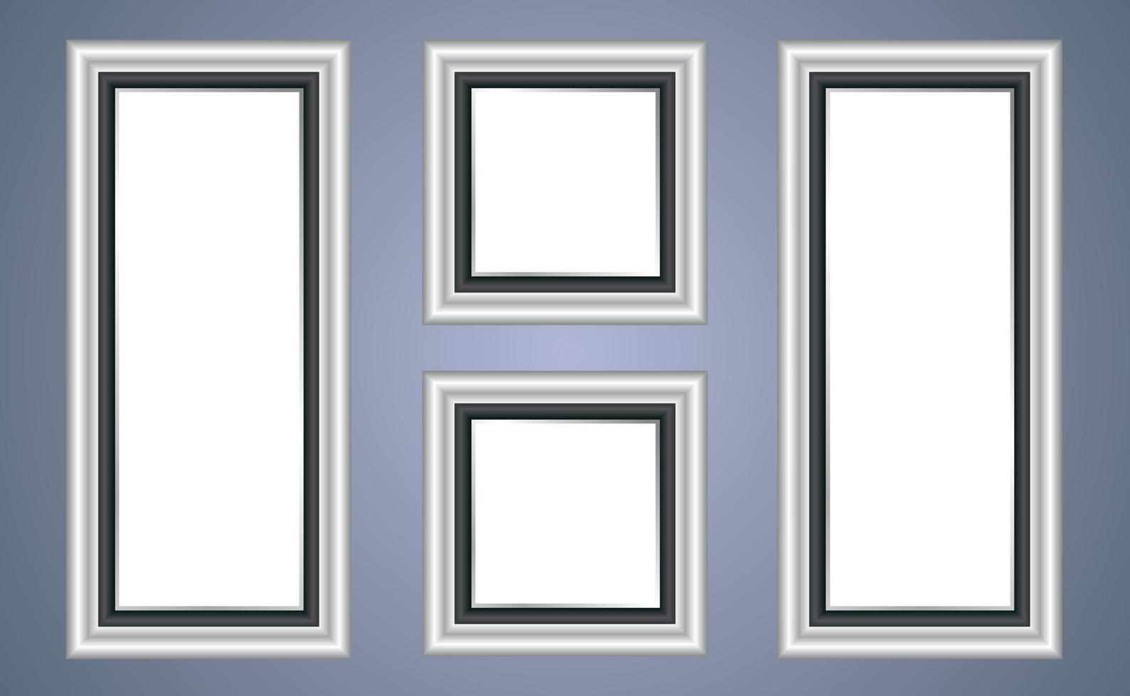 Silver frame isolated on white center object vector