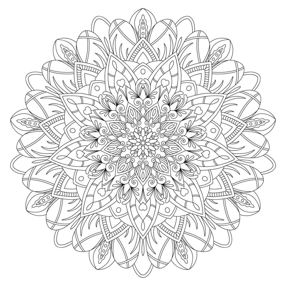 dibujo de mandala vectorial con líneas negras sobre un fondo blanco. vector