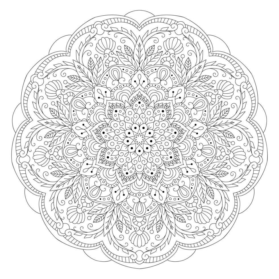 dibujo de mandala vectorial con líneas negras sobre un fondo blanco. vector