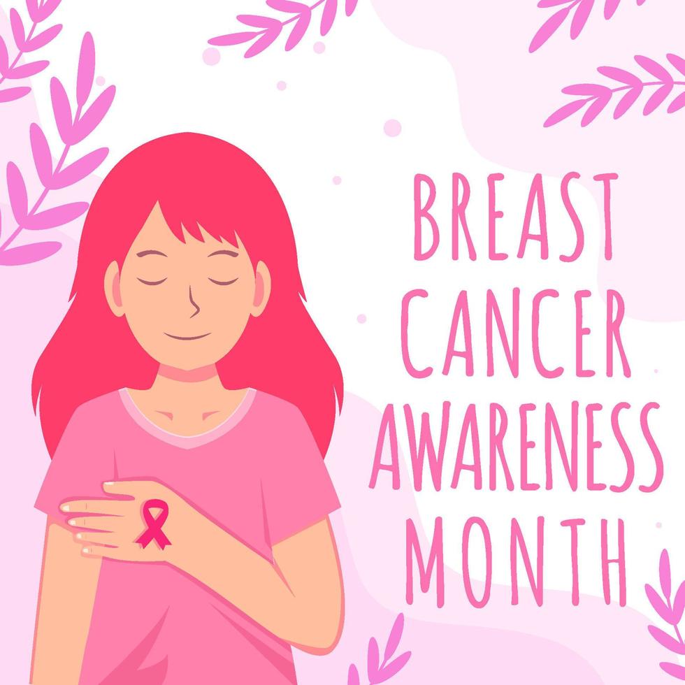 flat breast cancer awareness month illustration vector