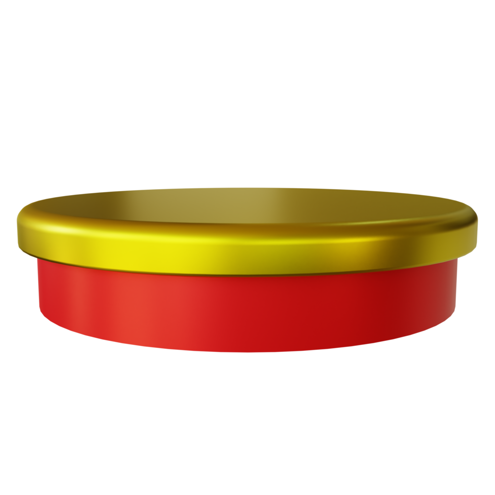 renderização 3d realista de pódio vermelho e dourado png