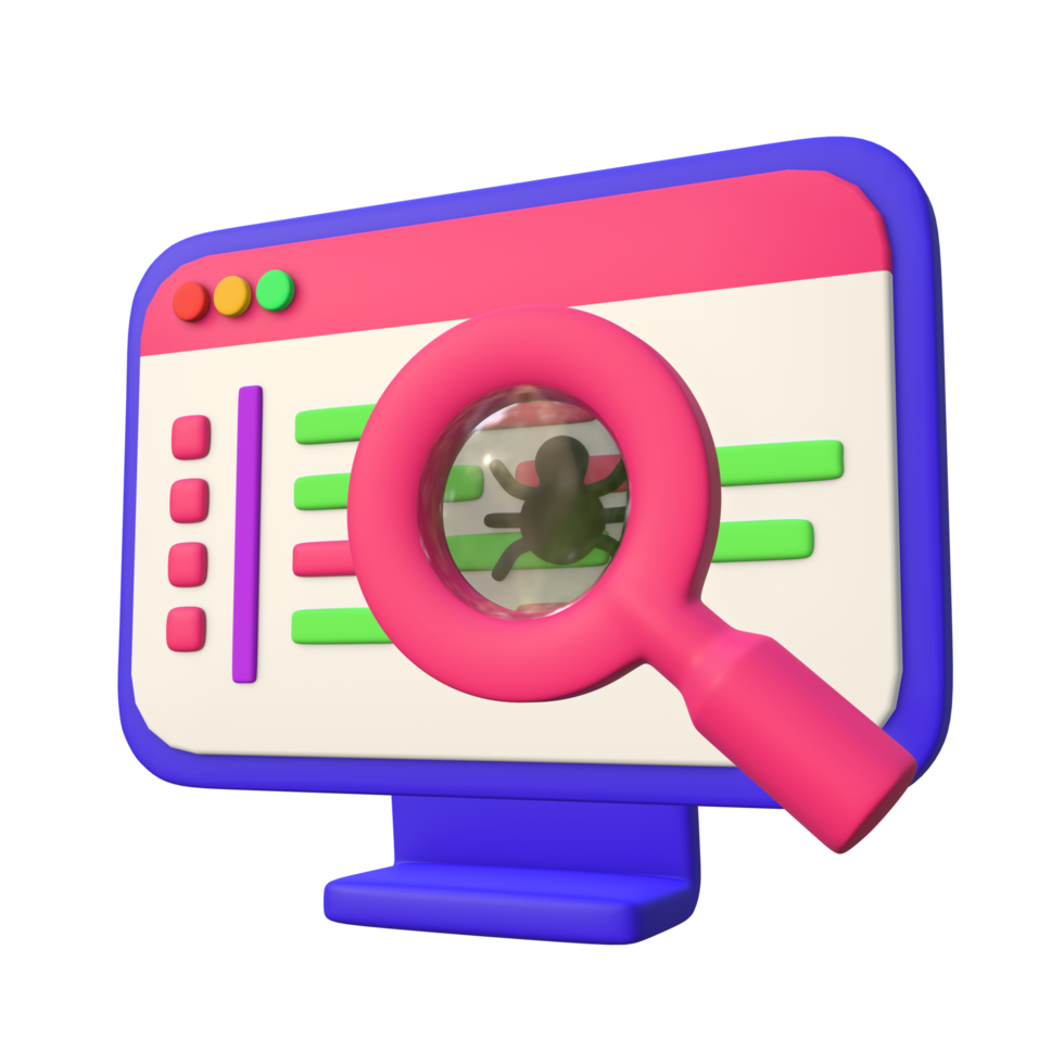 3D Code Debugging Illustration Side View png