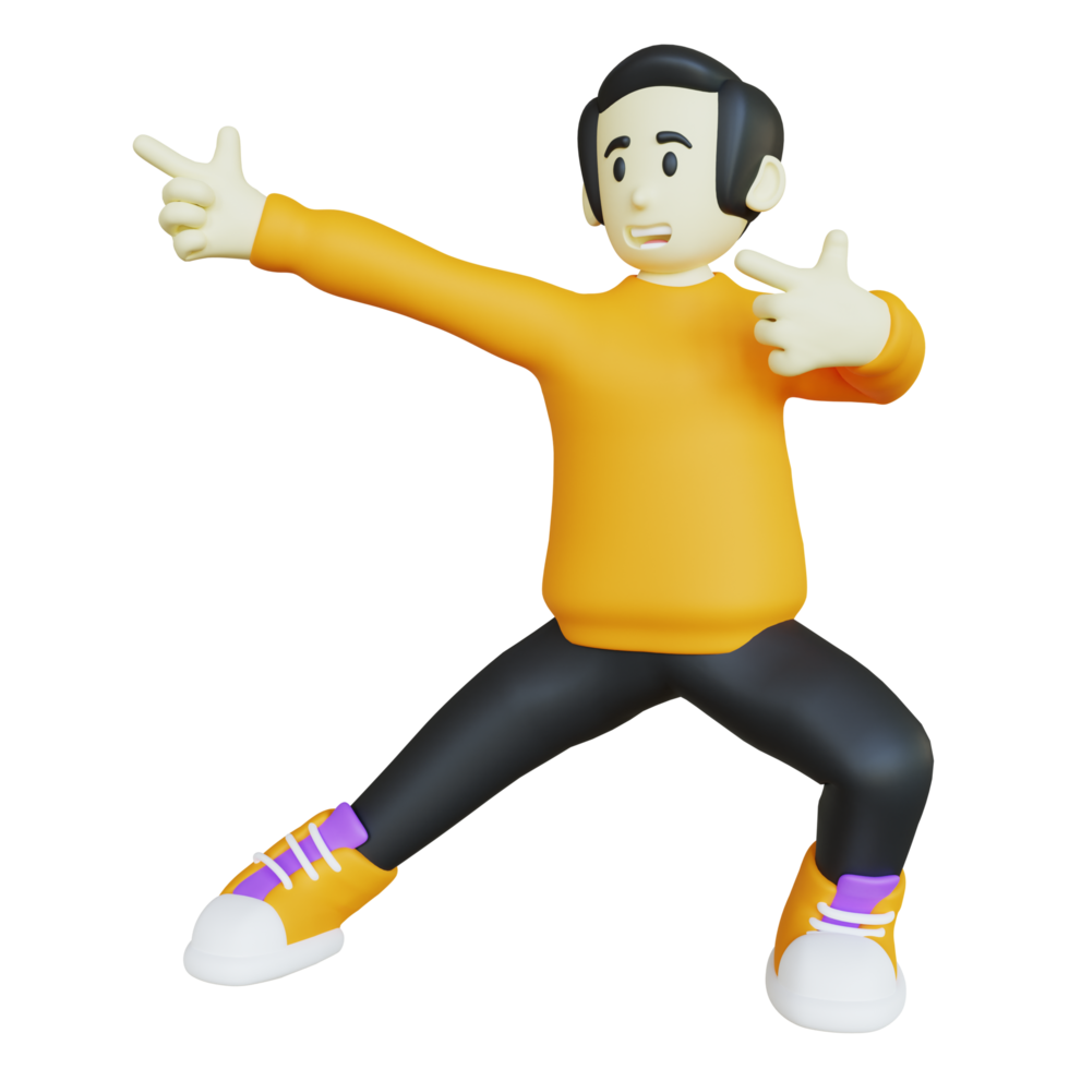 Stylized 3D Character Pointing to Left png