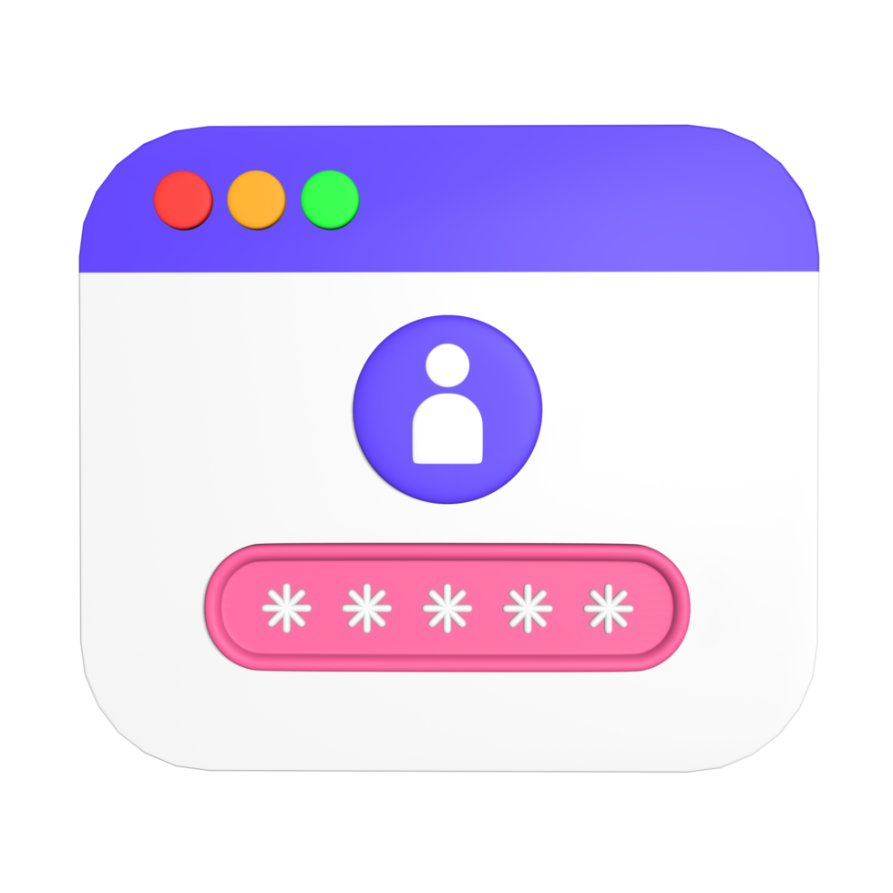 Stylized 3D Password Page Illustration png