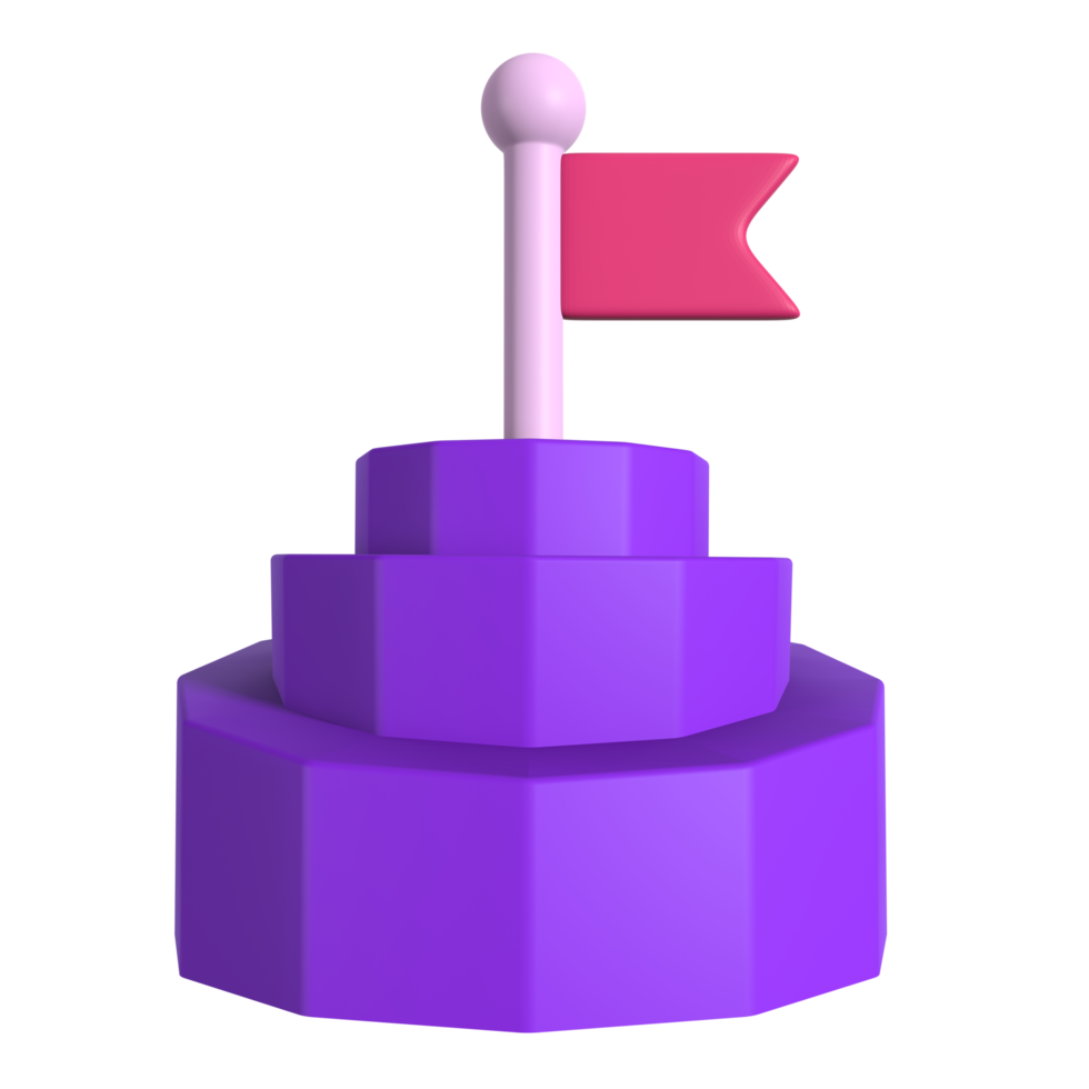 3D Checkpoint Illustration with Red Flag png