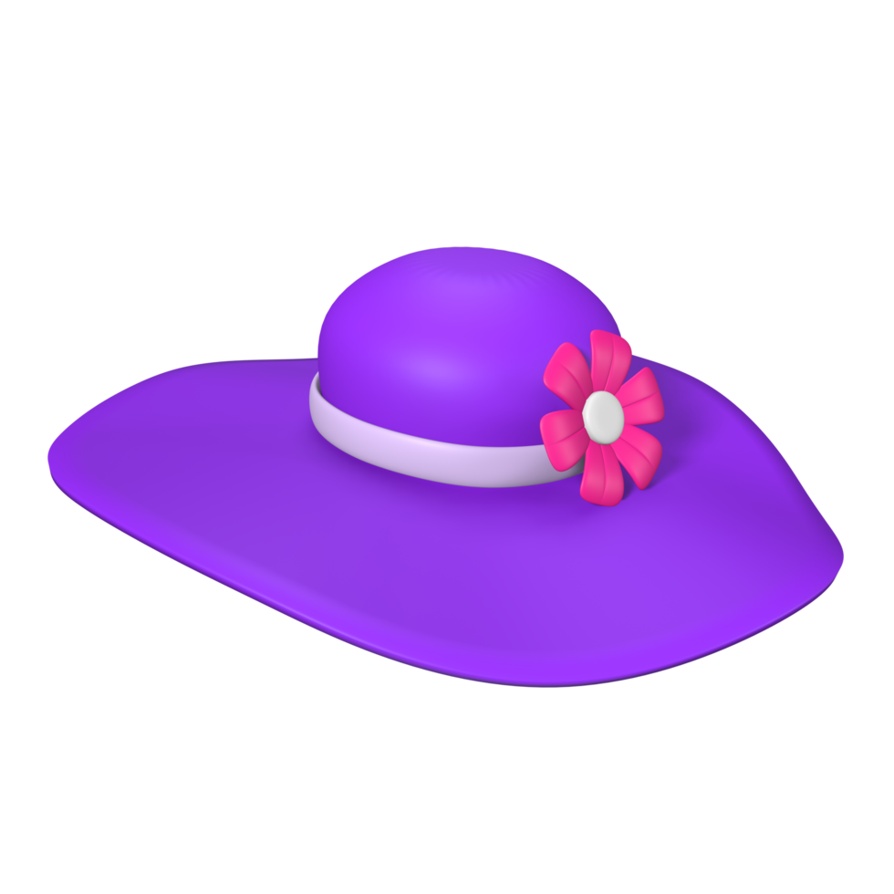 ilustração de chapéu de praia 3d estilizado png