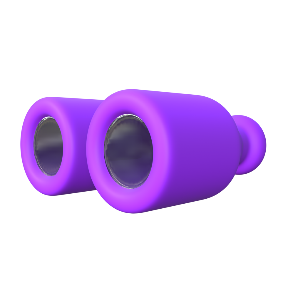 Stylized 3D Binoculars Illustration with Transparent Lens png