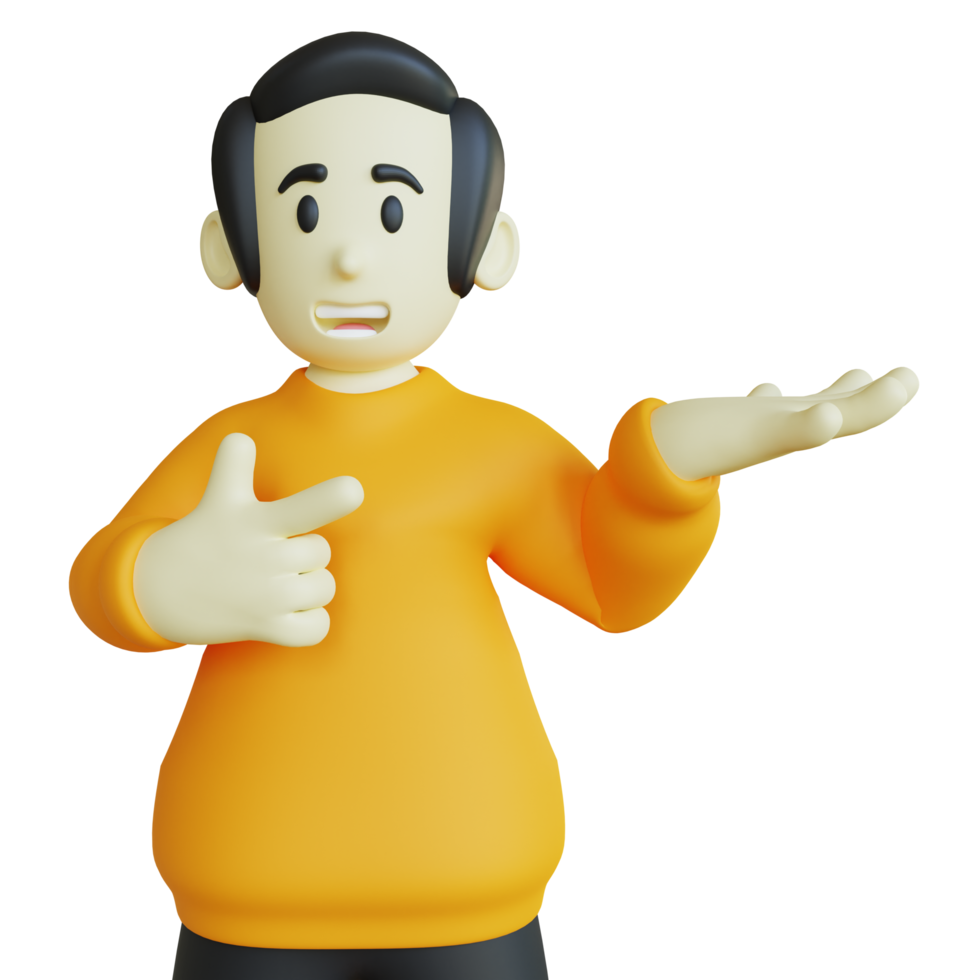 personagem 3d estilizado fazendo pose de endosso png