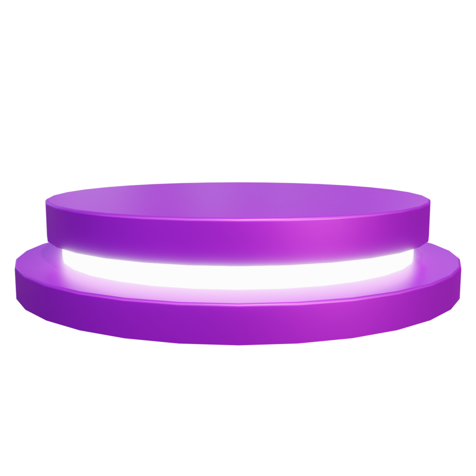 renderização 3d de pódio de brilho roxo realista png