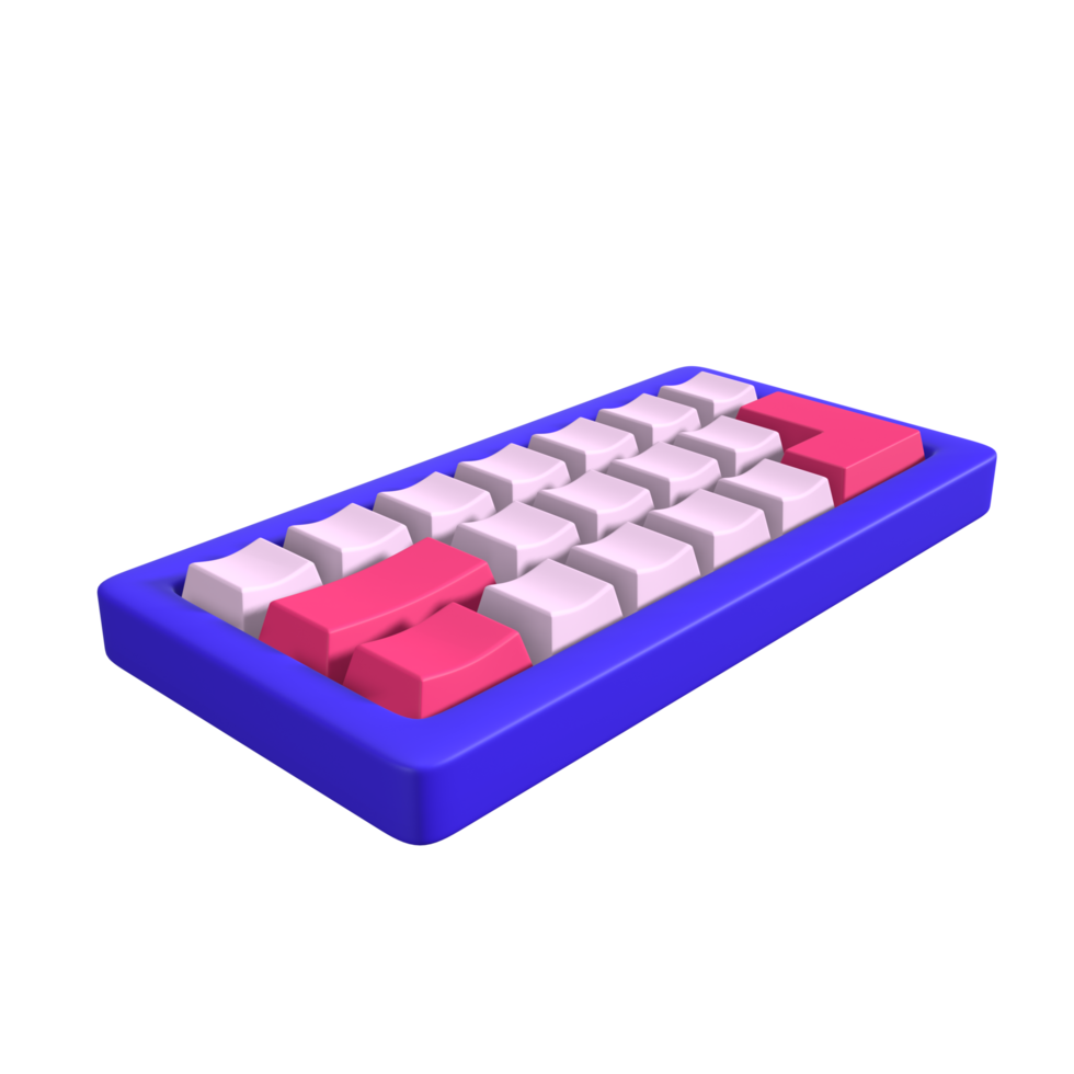 Mechanical Keyboard 3D Illustration Top View png