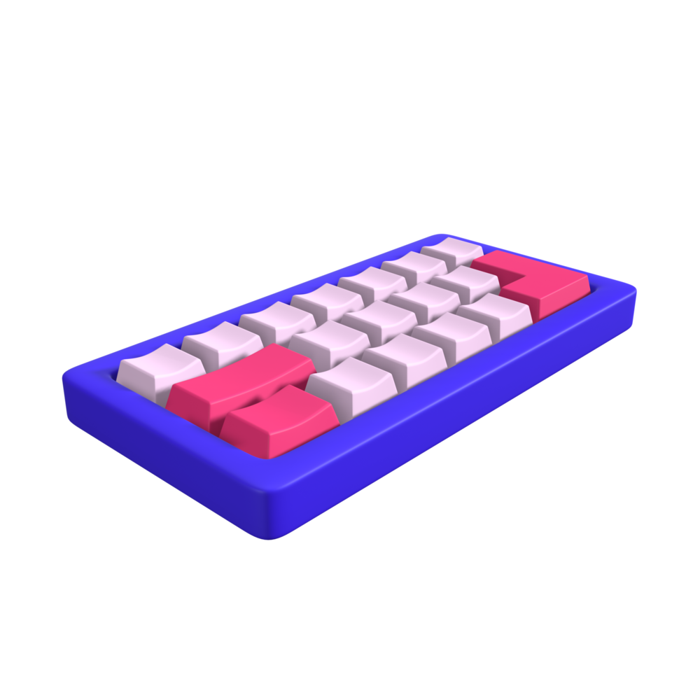 clavier mécanique illustration 3d vue de dessus png