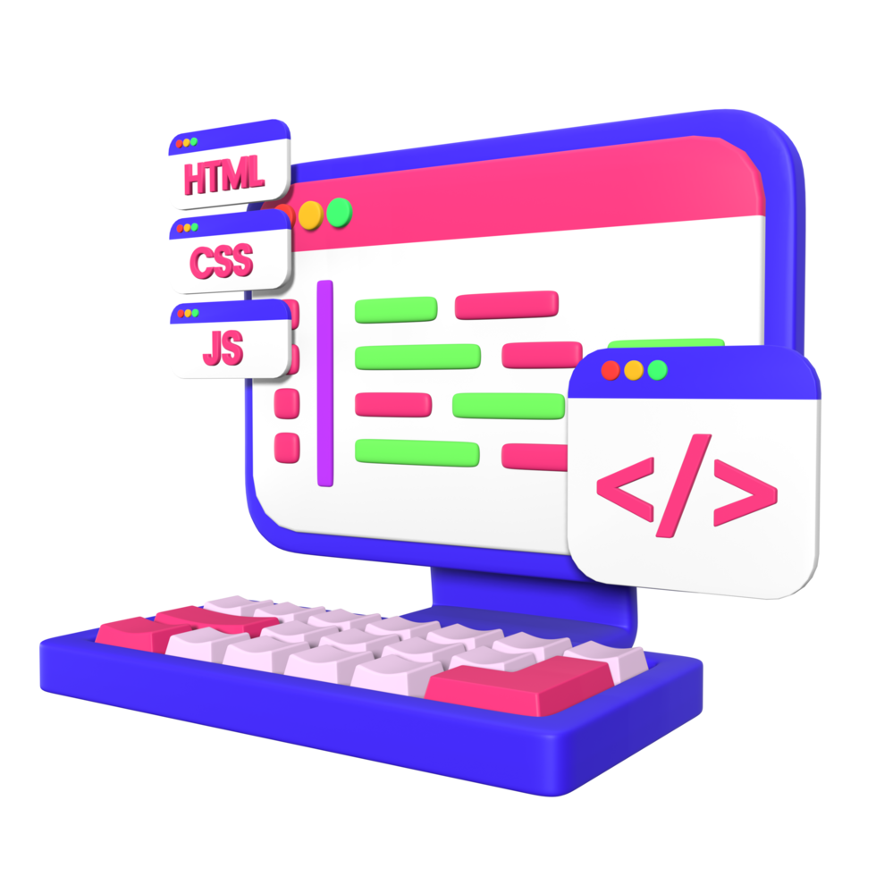 3D Programmer PC Illustration Side View png