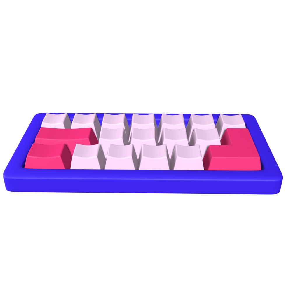 Stylized 3D Mechanical Keyboard Illustration png