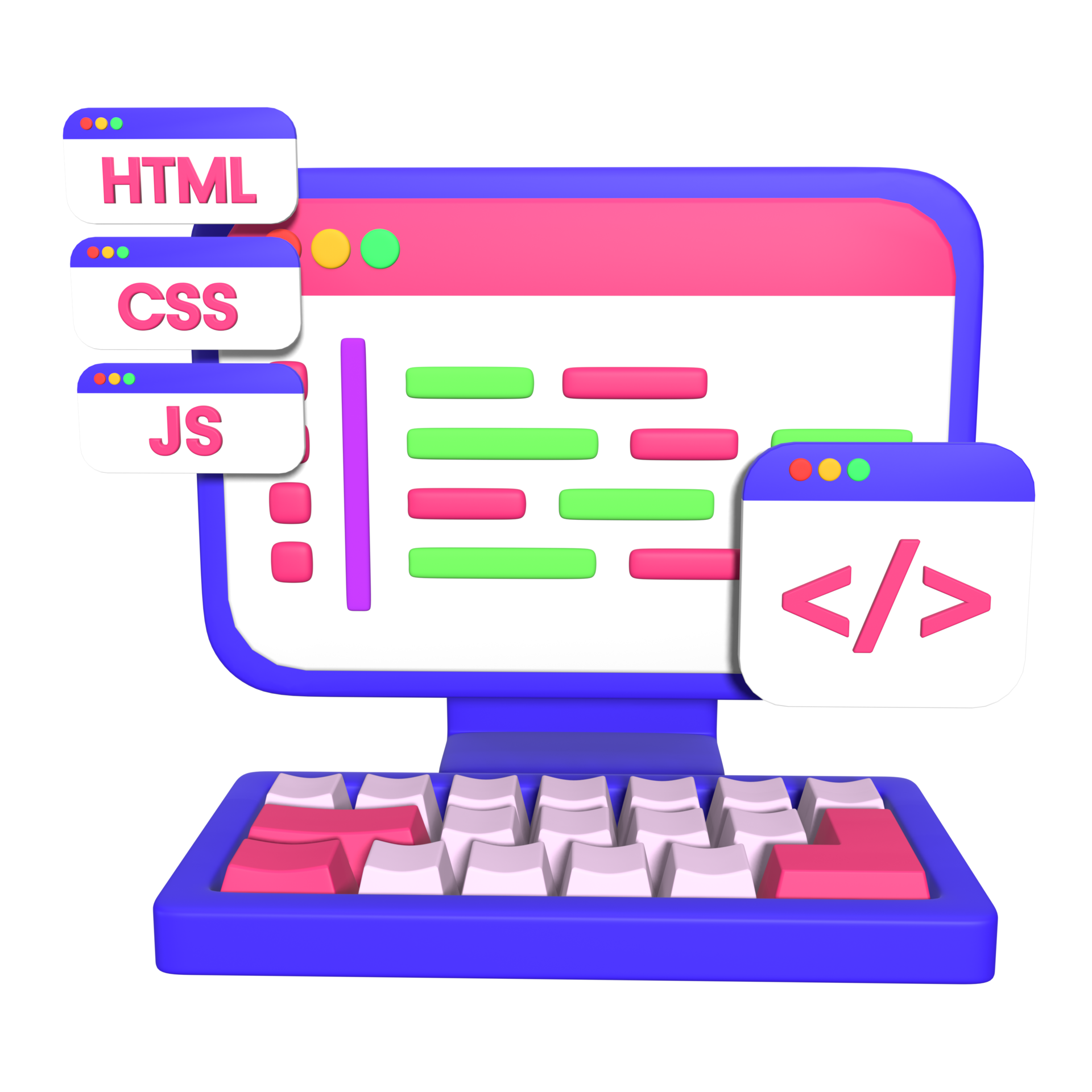 3D Illustration of Programmer PC Workspace 10998293 PNG