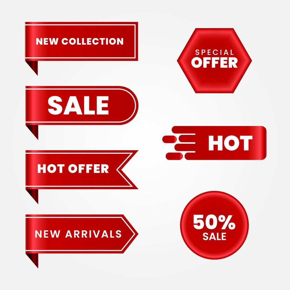 set of red sale labels vector