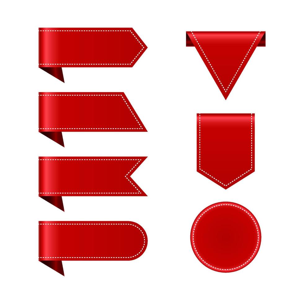 set of red ribbons with border vector