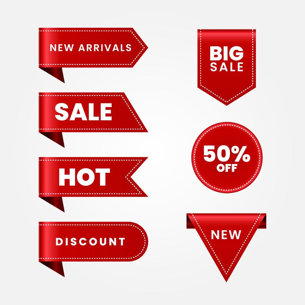 set of red sale labels vector