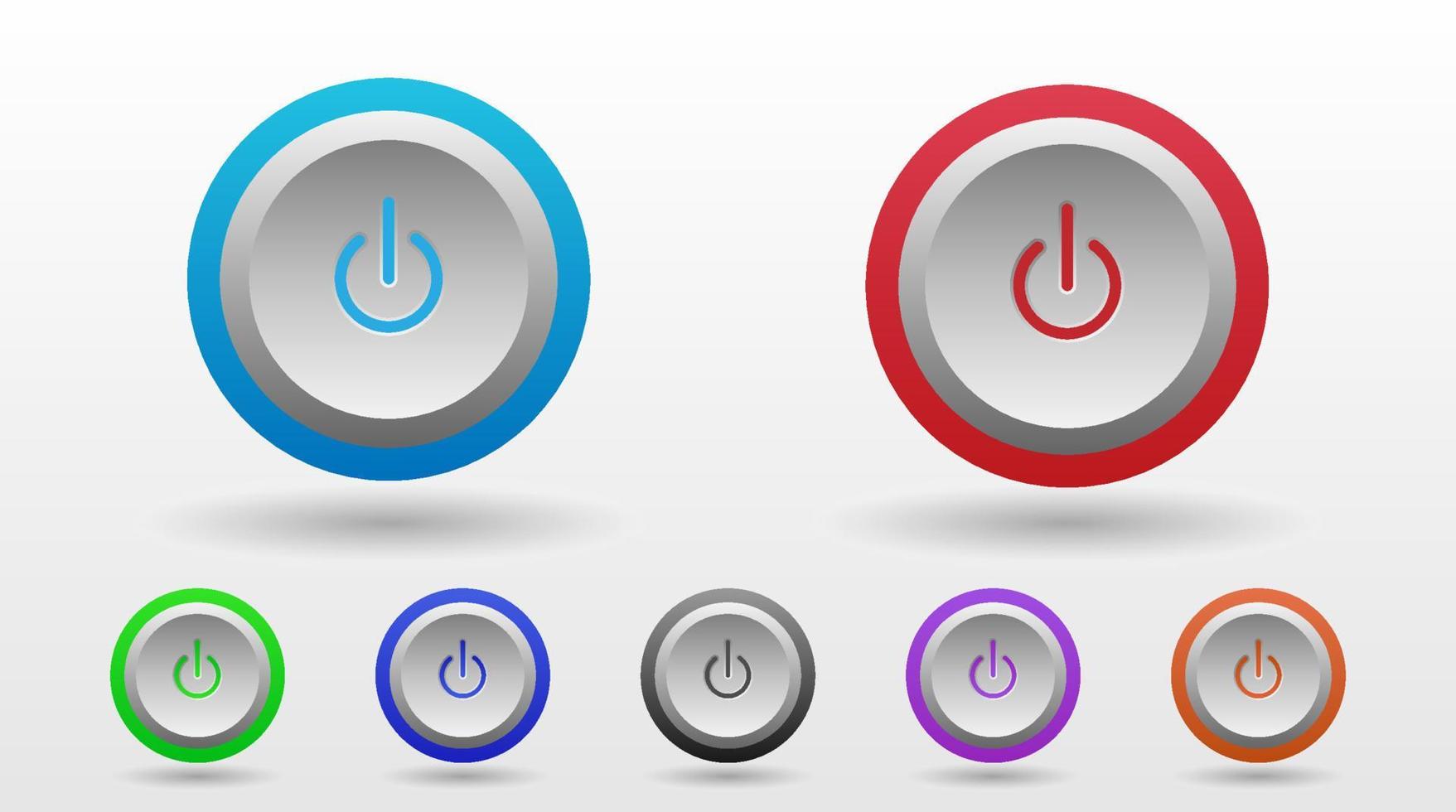 set web icon push-button power. modern style vector