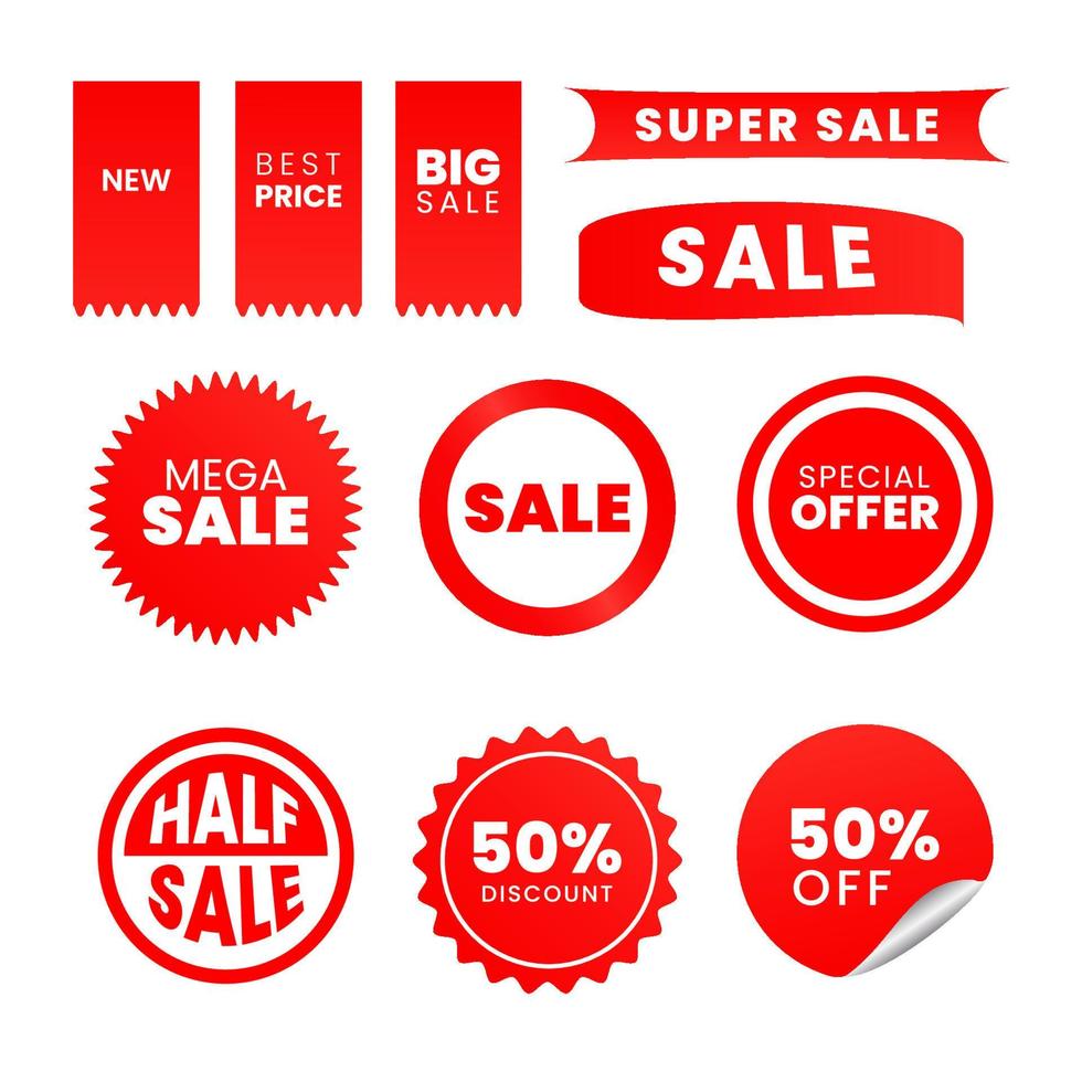 set of red sale stickers vector