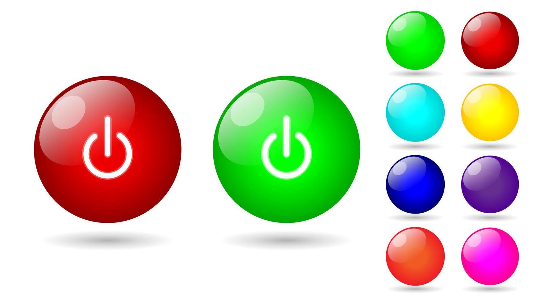 web icon push-button power. glossy style vector