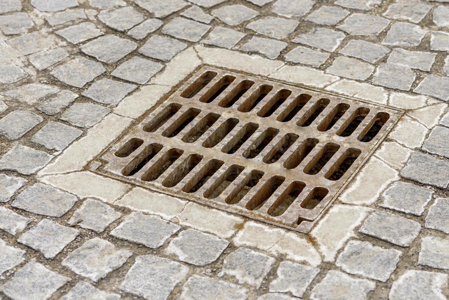 road sewer grate for rainwater photo