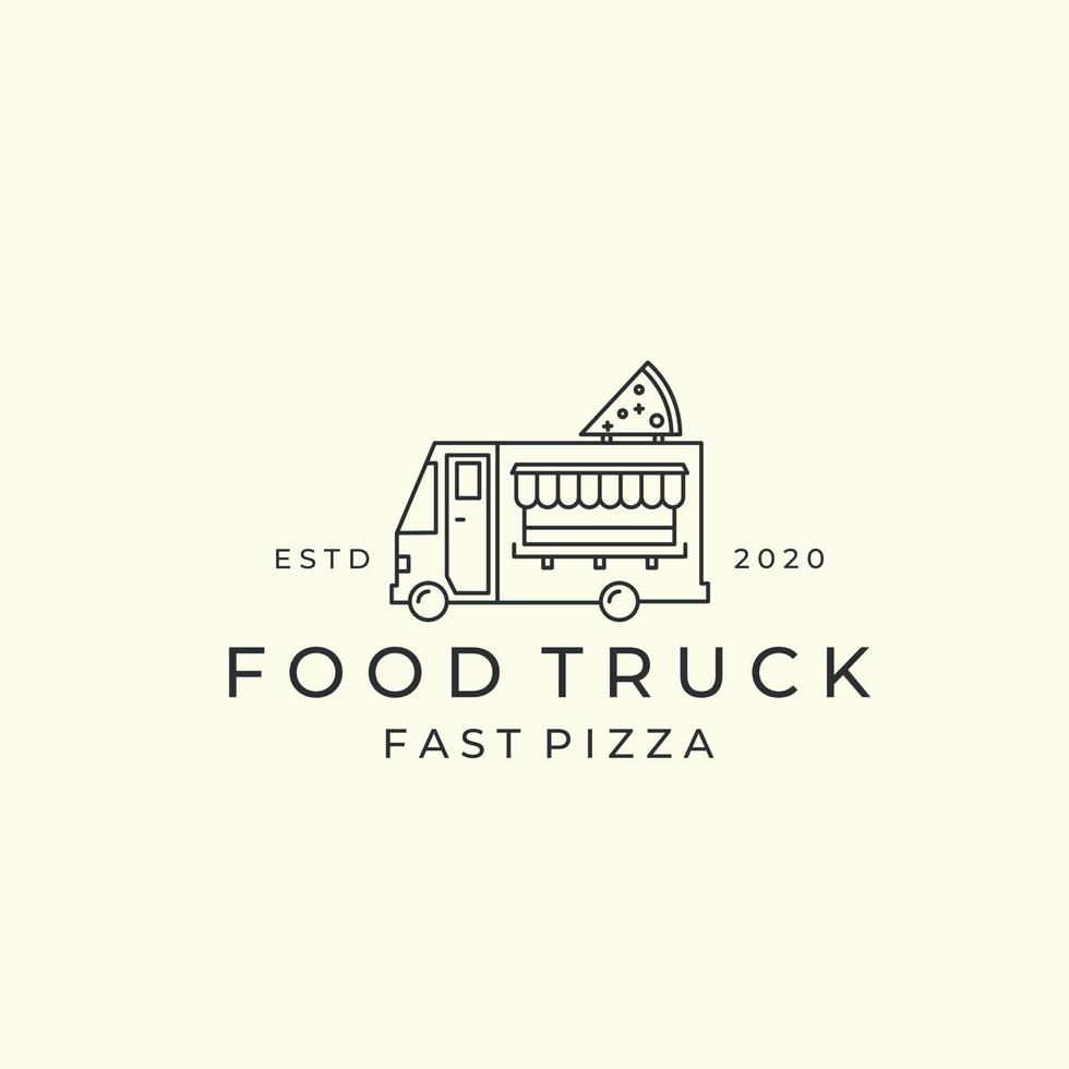 food truck or street food line art style logo vector icon design template illustration