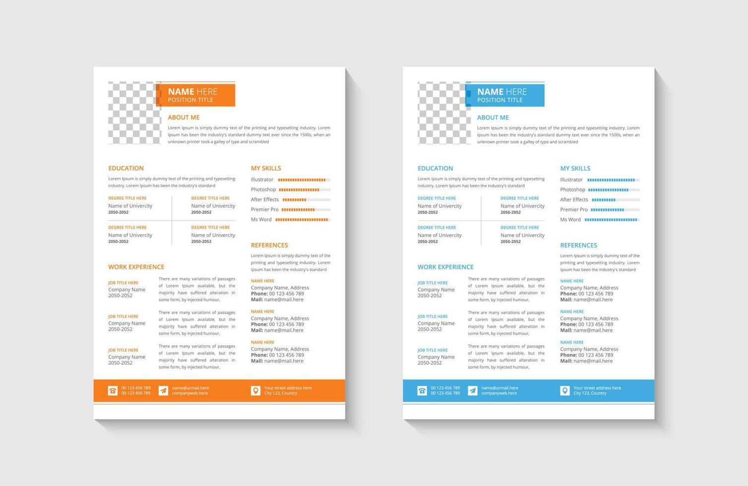 Minimal Cv or Resume Design Template vector