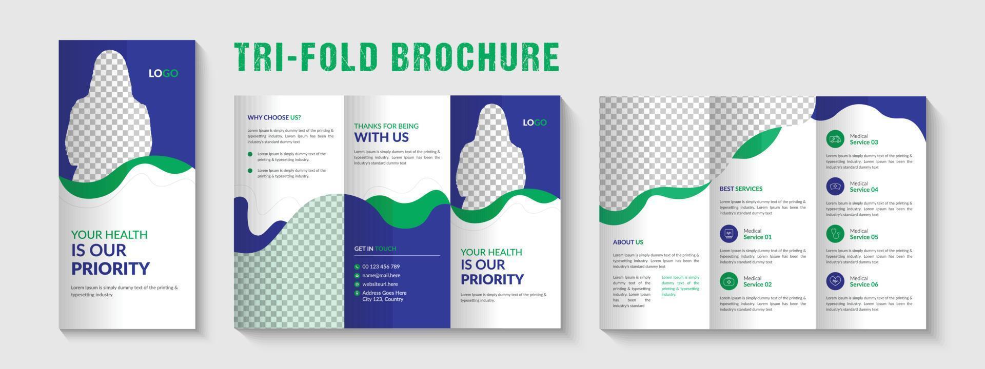 Medical Healthcare Tri-fold Brochure Design Template vector