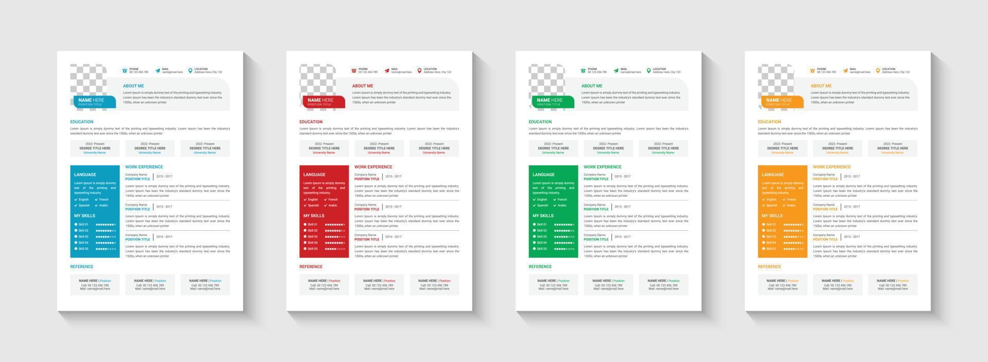 Minimal Cv or Resume Design Template vector