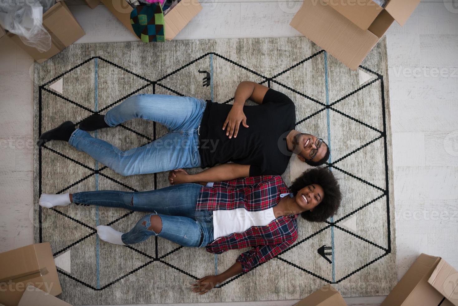 Top view of attractive young African American couple photo