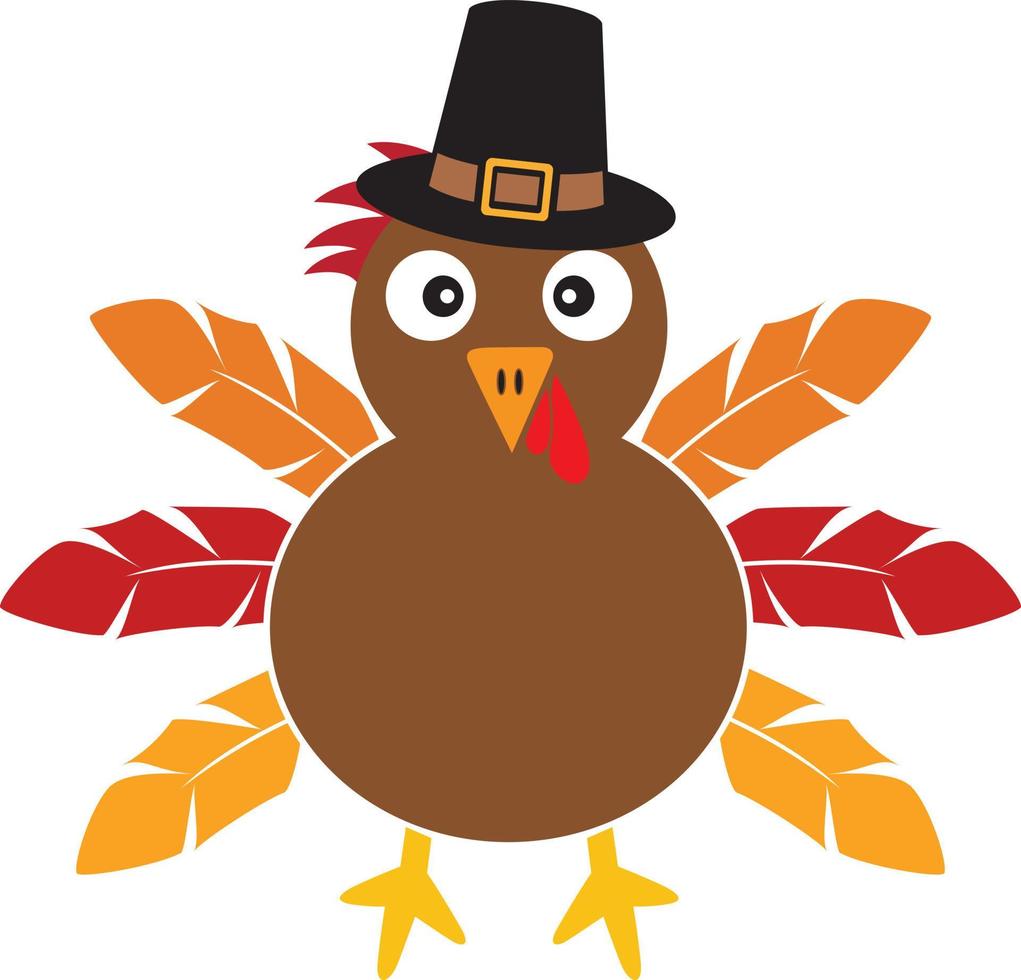 Turkey Pilgrim Hat, Happy Fall, Thanksgiving Day, Happy Harvest, Vector Illustration File