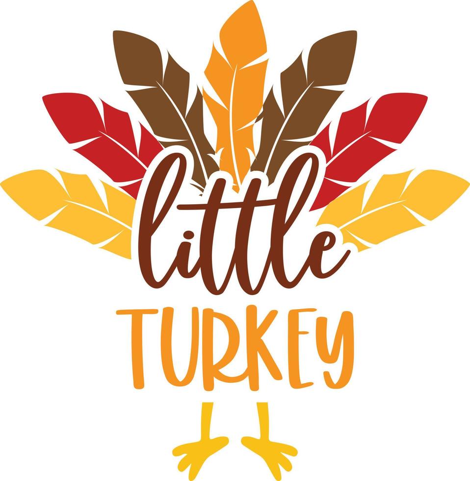 Little Turkey, Happy Fall, Thanksgiving Day, Happy Harvest, Vector Illustration File