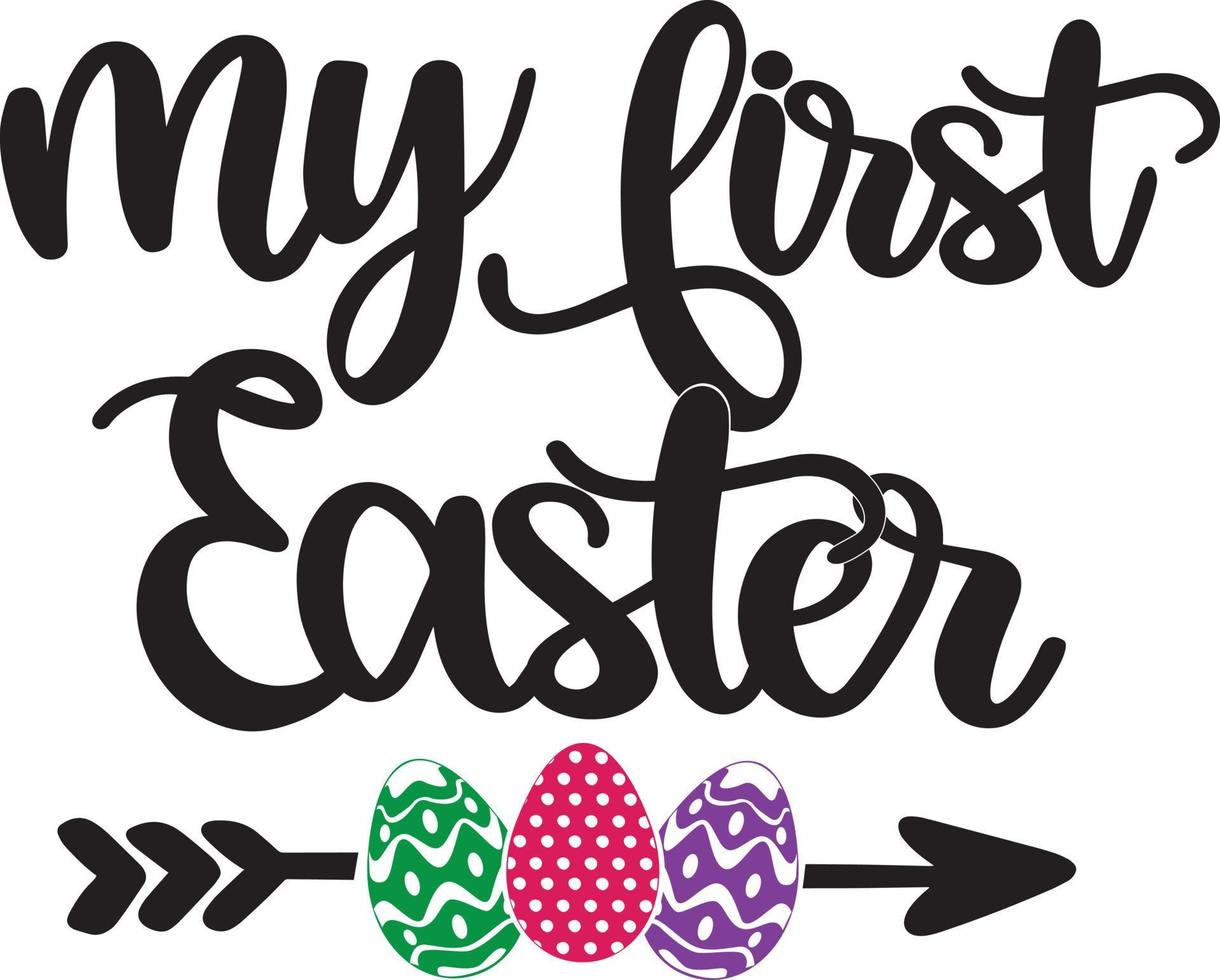My First Easter, Spring, Easter, Tulips Flower, Happy Easter Vector Illustration File