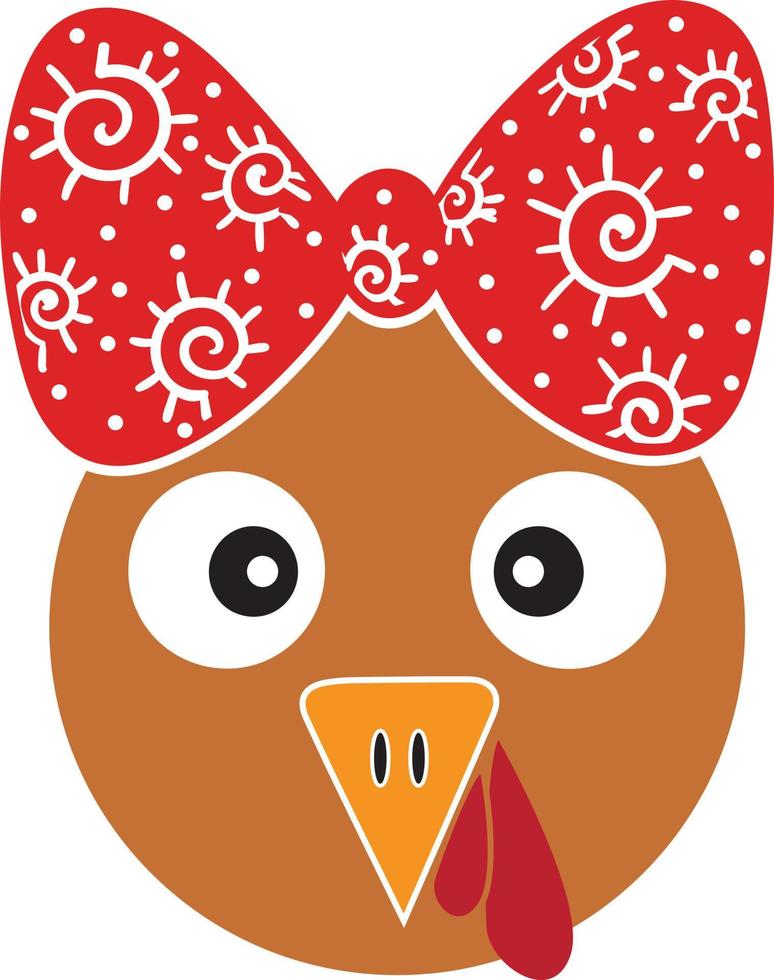 Turkey with Bow, Happy Fall, Thanksgiving Day, Happy Harvest, Vector Illustration File
