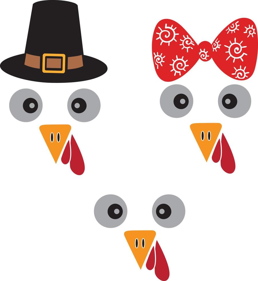 Cute Turkey, Happy Fall, Thanksgiving Day, Happy Harvest, Vector Illustration File