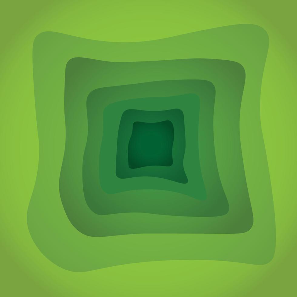 Minimal geometric papercraft background. Green circles elements with