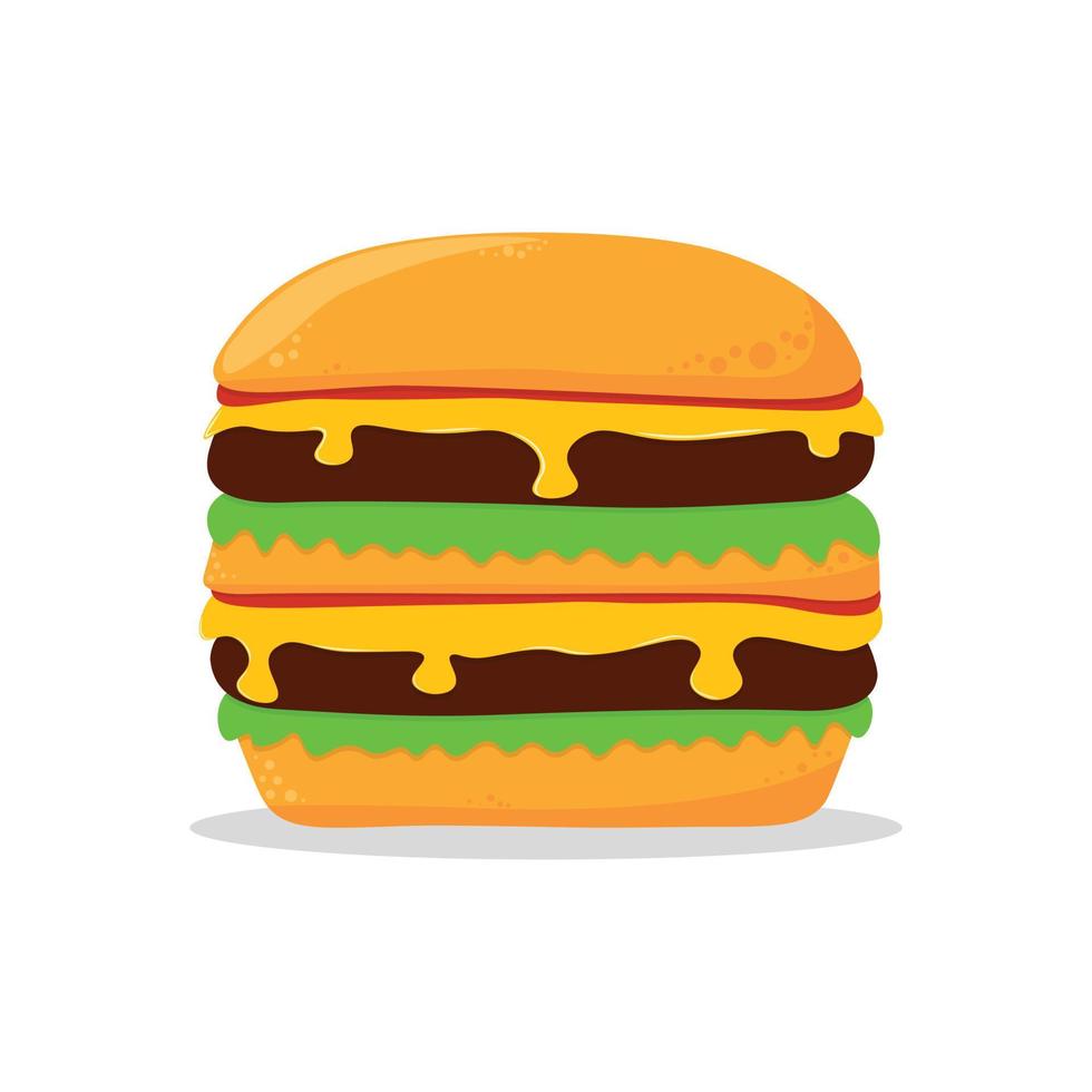 Burger icon. Flat Vector illustration icon juicy delicious hamburger or Cheeseburger isolated on white background.