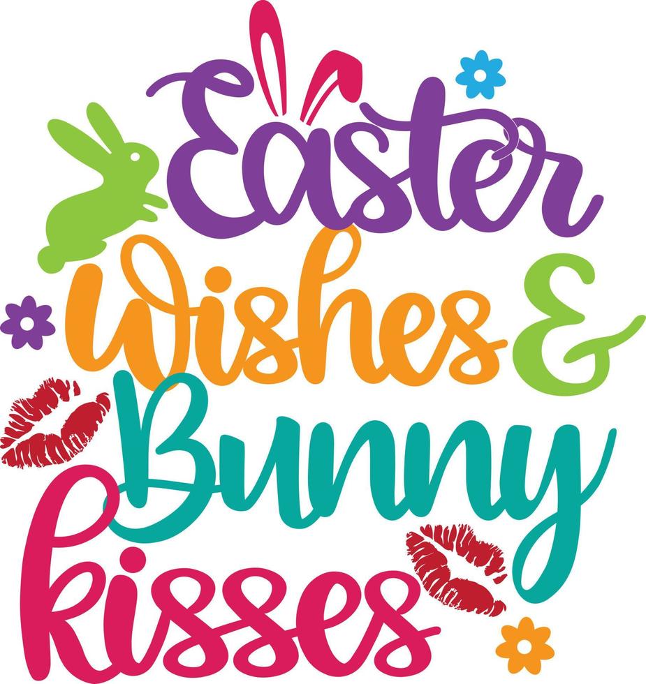 Easter Wishes and Bunny Kisses, Spring, Easter, Tulips Flower, Happy Easter Vector Illustration File