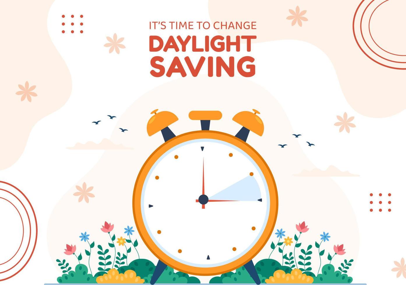 Daylight Savings Time Background Template Hand Drawn Cartoon Flat Illustration vector