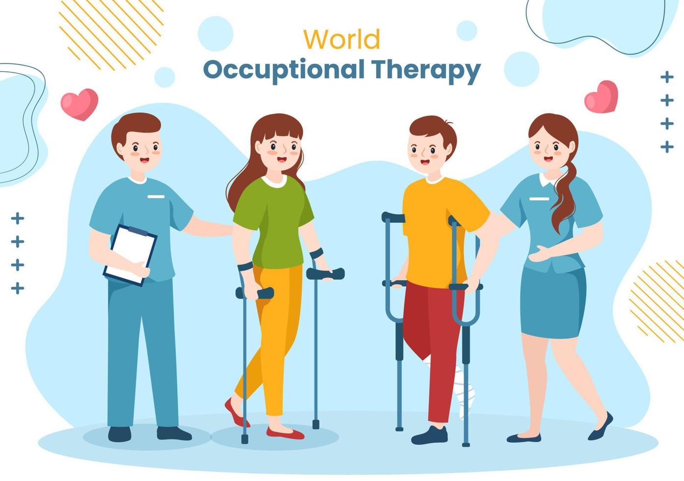 World Occupational Therapy Day Background Template Hand Drawn Cartoon Flat Illustration vector