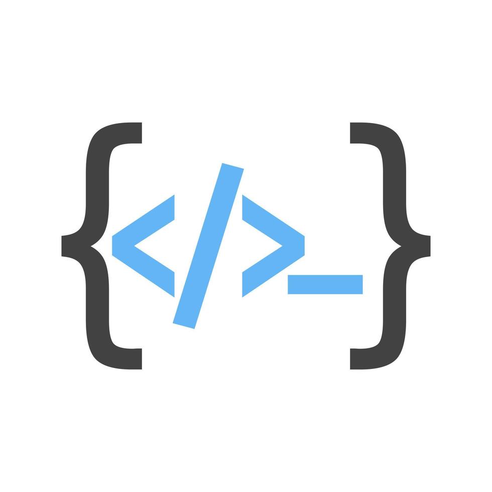 Programming Glyph Blue and Black Icon vector