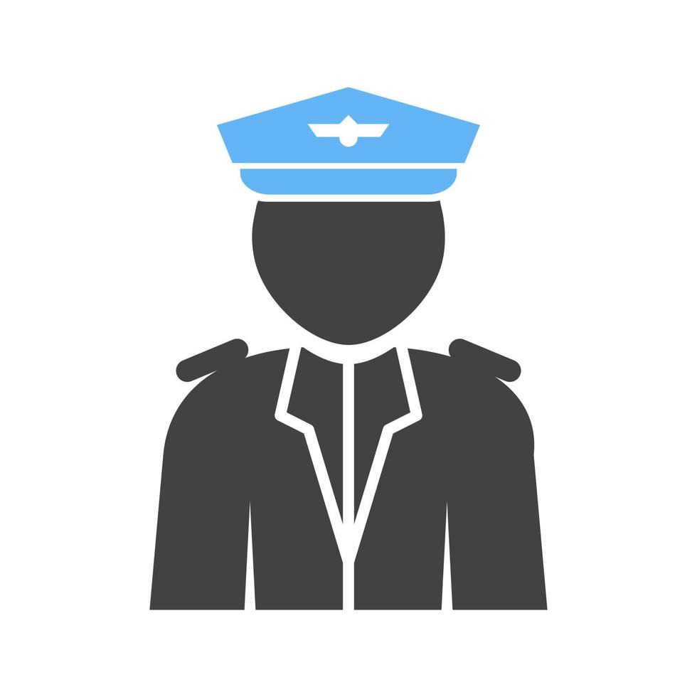 Flight Captain Glyph Blue and Black Icon vector