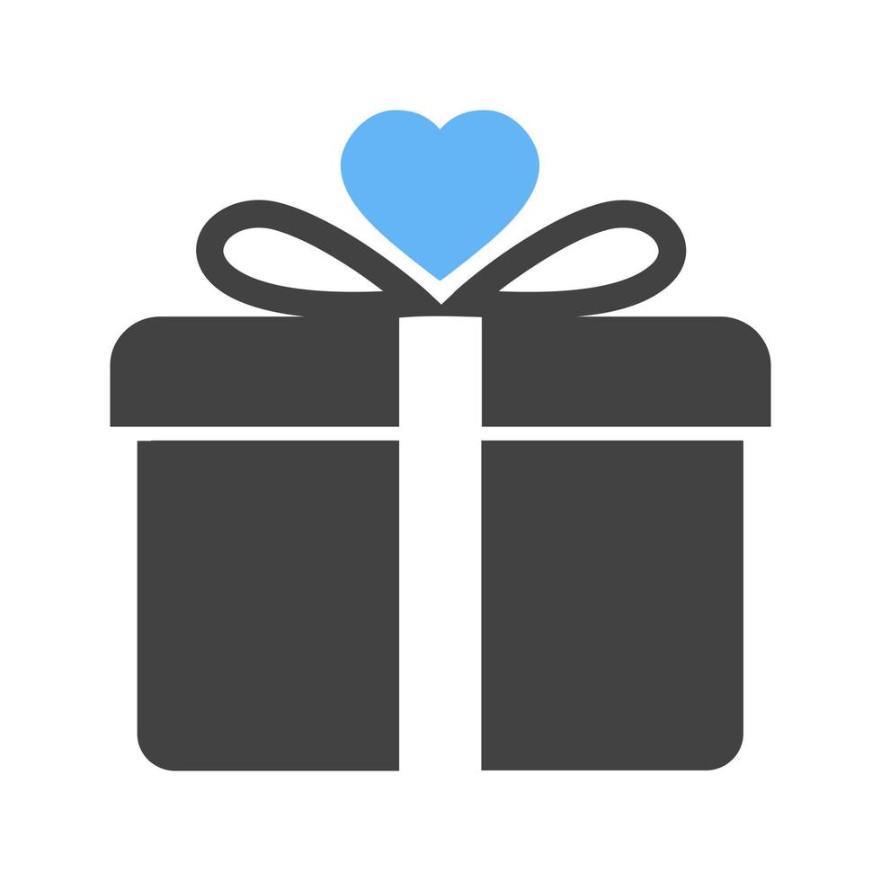 caja de regalo glifo icono azul y negro vector