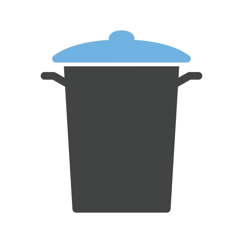 Garbage Bin Glyph Blue and Black Icon vector