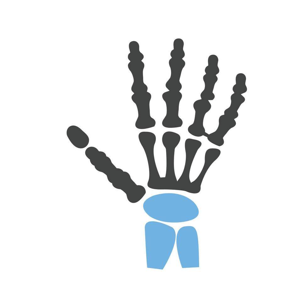 Hand Skeleton Glyph Blue and Black Icon vector