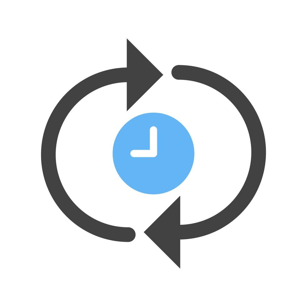 Time Optimization Glyph Blue and Black Icon vector